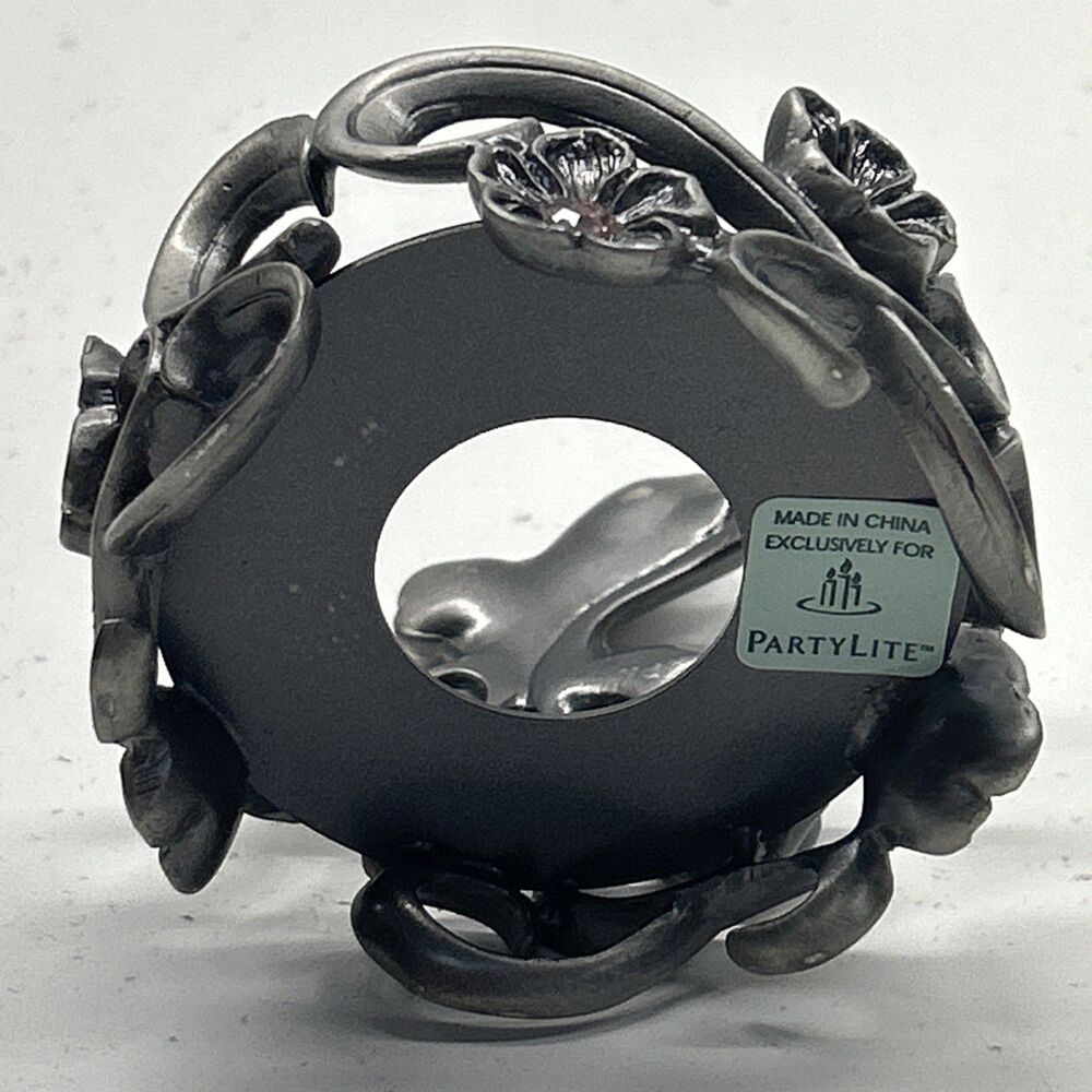 PartyLite Pink & Blue Jewels & Floral Metal Tealight/Jar Candle Holder, 2.75” - Picture 5 of 6